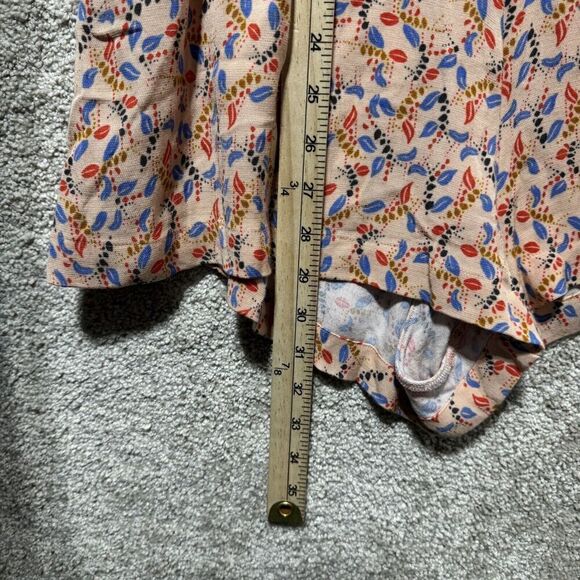 Free People Romper Women's 6 Peach Printed Short One Piece Split Sleeve Playsuit - Picture 8 of 14